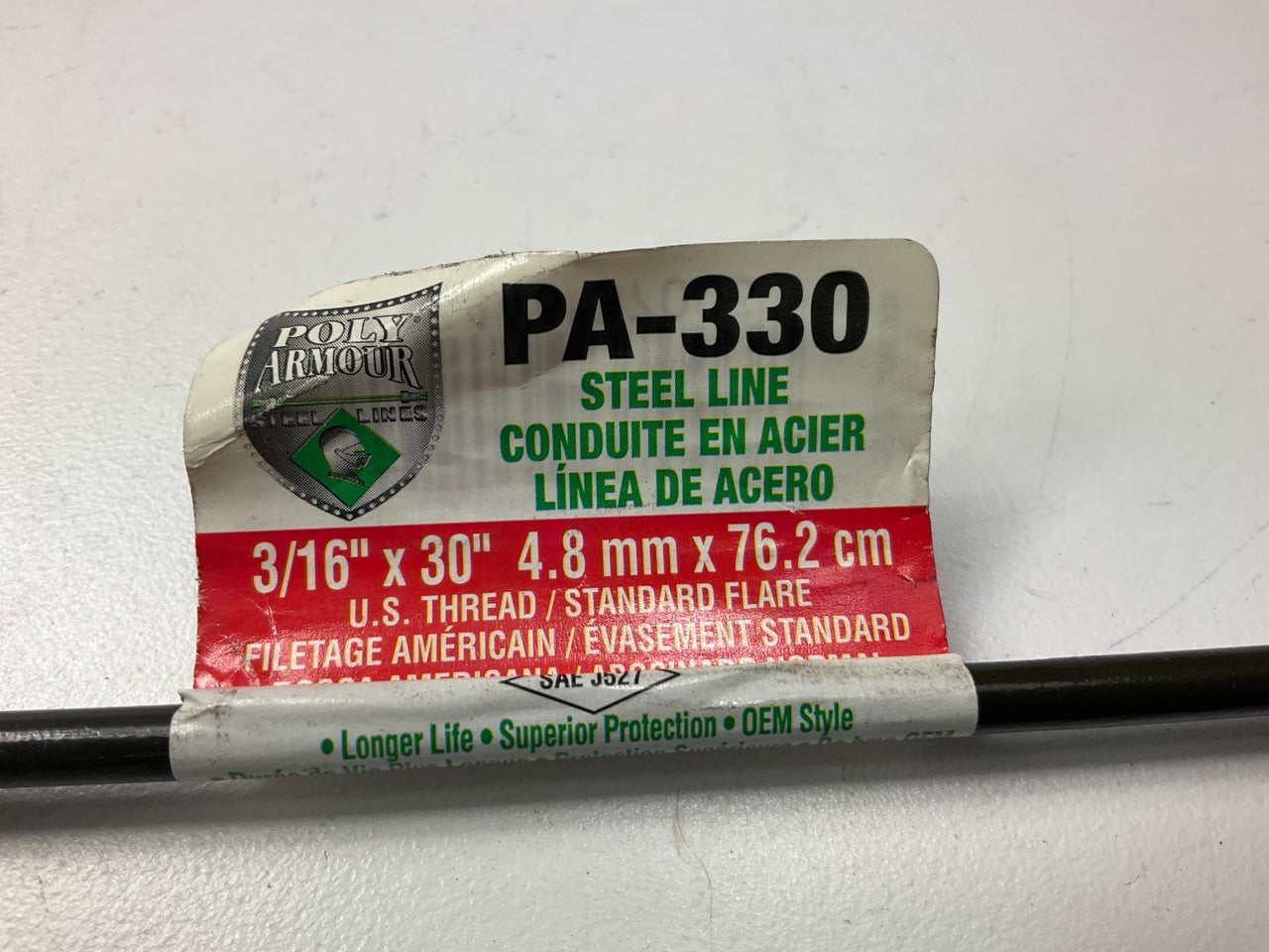 AGS PA330 PVF Coated Steel Brake Line: 30'' Long, 3/16'' Diameter, Universal