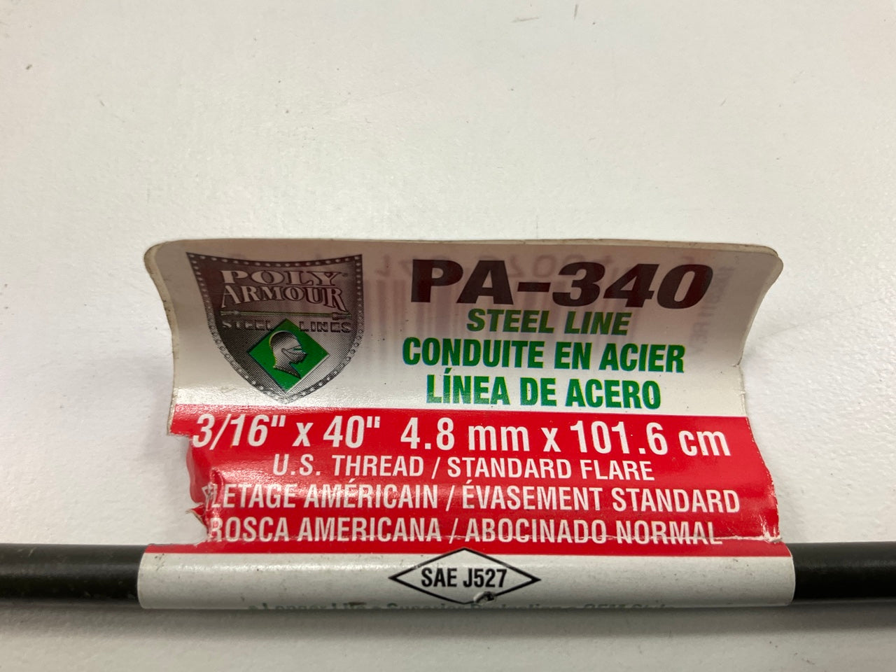 AGS PA-340 Poly-Armour Steel Brake Line 3/16'' X 40'', 3/8-24 In Thread Size