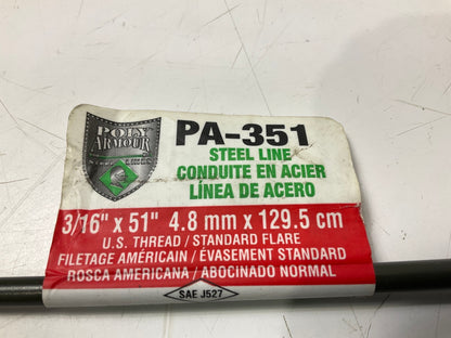 AGS PA-351 PVF Coated Steel Brake Line: 51'' Long, 3/16'' Diameter, 3/8''-24 Thread