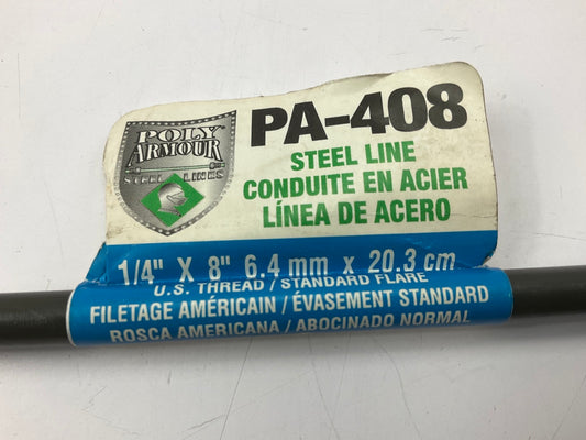 AGS PA408 PVF Coated Steel Brake Line: 8'' Long, 1/4'' Diameter, 7/16-24 Thread