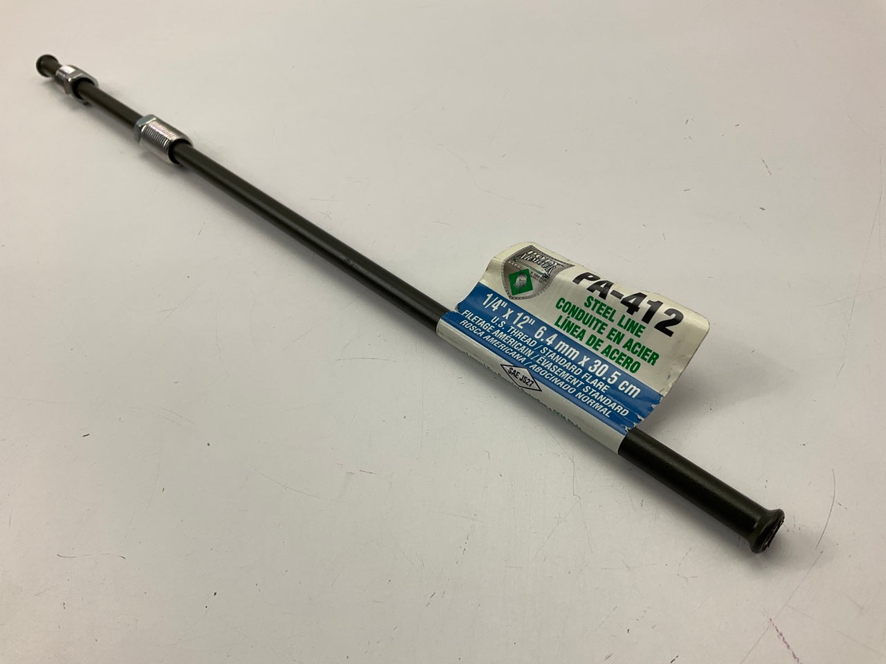 AGS PA-412 PVF Coated Steel Brake Line: 12'' Long, 1/4'' Diameter, Universal