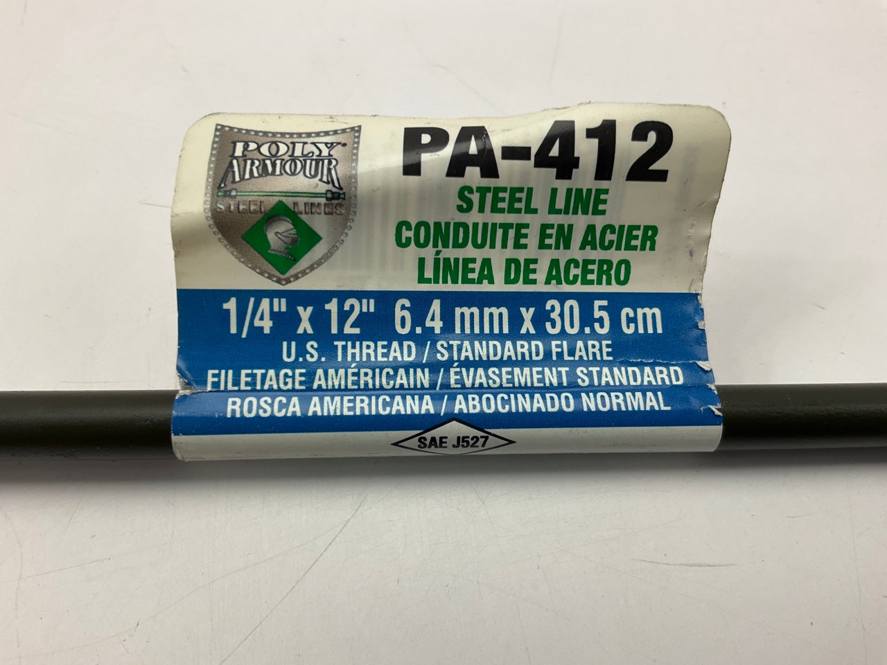 AGS PA-412 PVF Coated Steel Brake Line: 12'' Long, 1/4'' Diameter, Universal