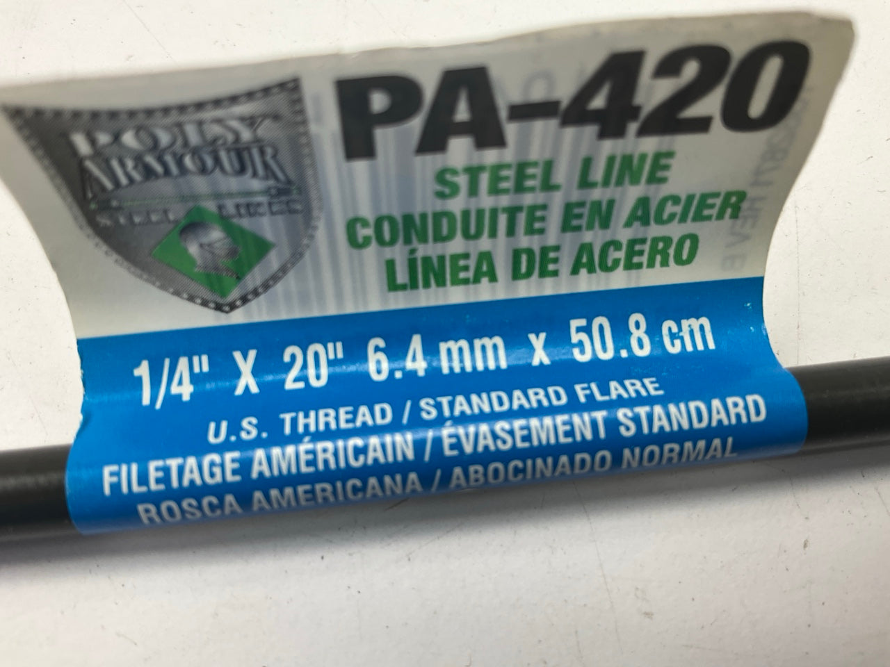 (10) AGS PA-420 PVF Coated Steel Brake Line: 20'' Long, 1/4'' Diameter, Universal