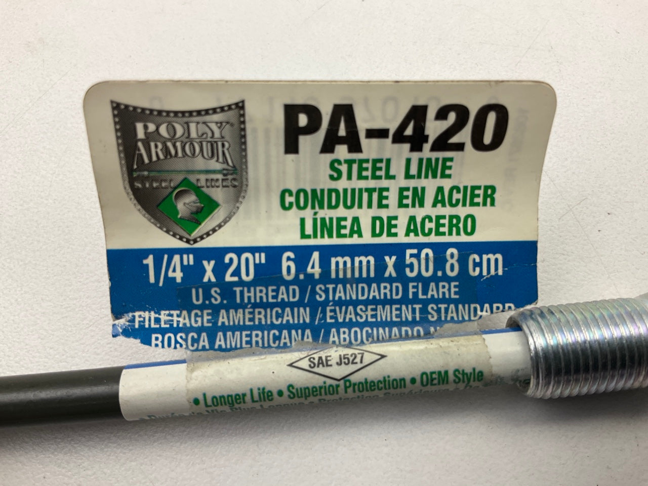 AGS PA-420 PVF Coated Steel Brake Line: 20'' Long, 1/4'' Diameter, Universal