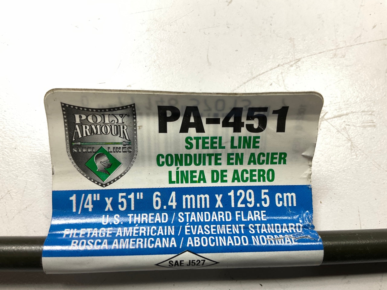 (10) AGS PA-451 PVF Coated Steel Brake Line: 51'' Long, 1/4'' Diameter, Universal