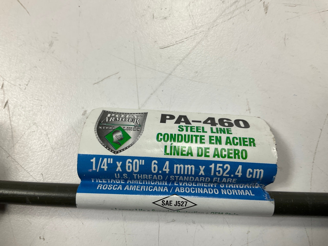 (10) AGS PA-460 Domestic Poly-Armour PVF Steel Brake Lines, 1/4'' X 60'', 7/16-24