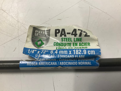 AGS PA-472 Domestic Poly-Armour PVF Steel Brake Line 1/4'' X 72'', 7/16'' Thread