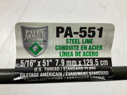 (5) AGS PA-551 PVF Coated Steel Brake Lines 5/16'' X 51'', US 1/2-20 Inch Fittings