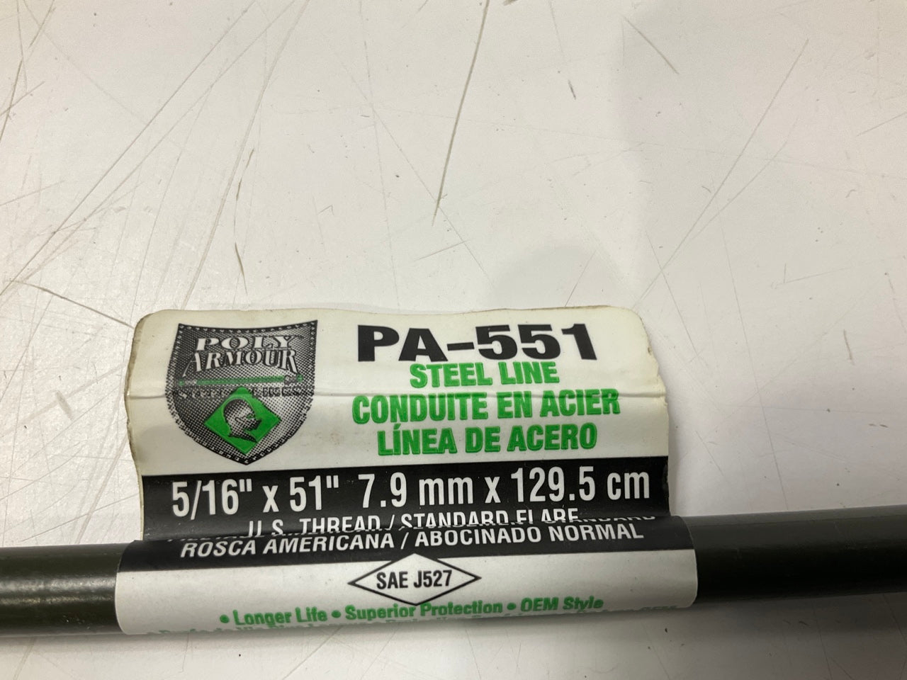AGS PA-551 PVF Coated Steel Brake Line: 51'' Long, 5/16'' Diameter, Universal