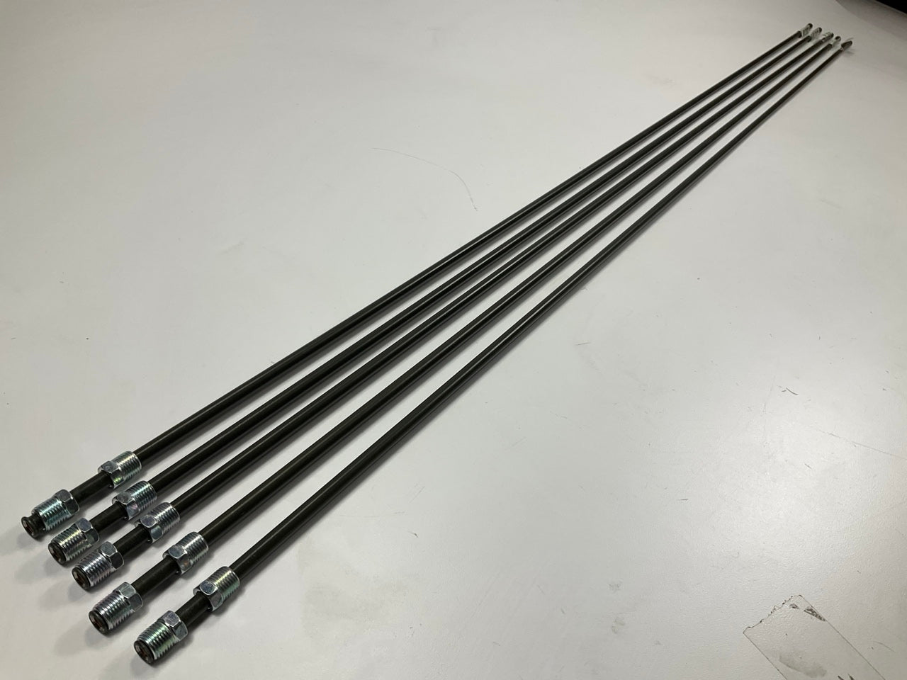 (5) AGS PA560 PVF Coated Steel Brake Lines 60'' Long, 5/16'' Diameter, 1/2'' Thread