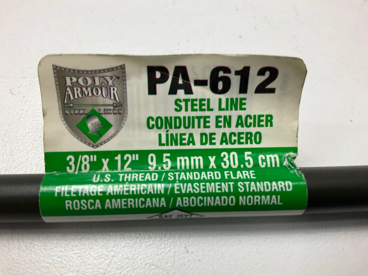 (5) AGS Poly-Armour PA612 Domestic PVF Steel Brake Line 3/8''x12'', 5/8-18 Threads