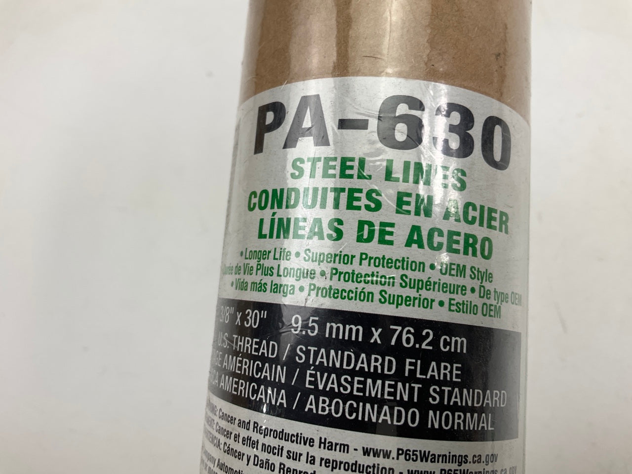 (4) AGS PA-630 PVF Coated Steel Brake Line: 30'' Long, 3/8'' Diameter, Universal