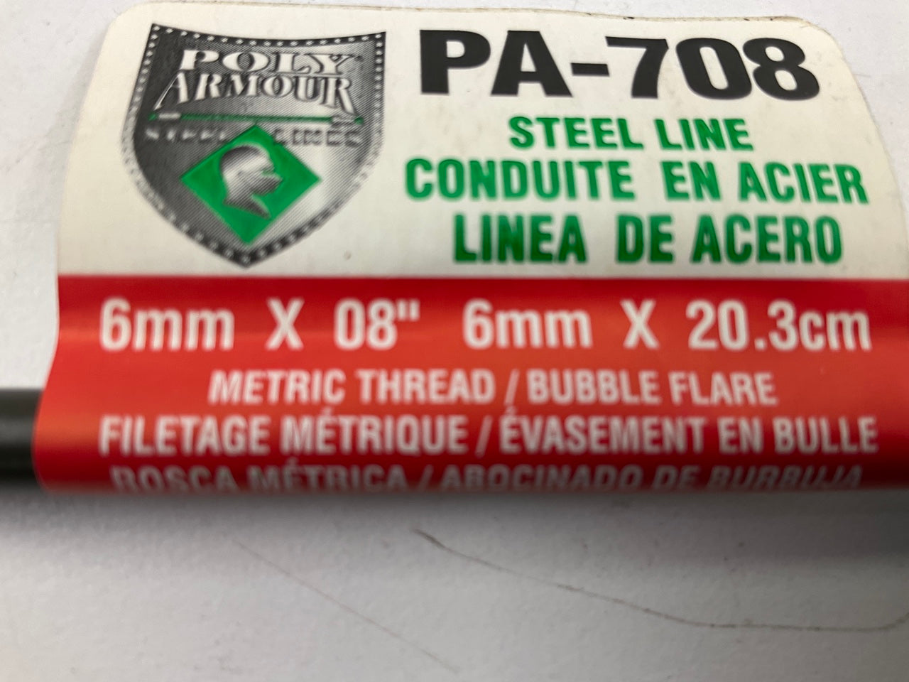 (5) AGS PA-708 PVF Coated Steel Brake Line: 8'' Long, 6mm Diameter, Universal