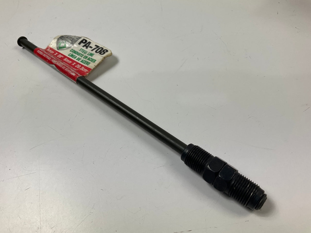 AGS PA-708 PVF Coated Steel Brake Line: 8'' Long, 6mm Diameter, 1/2'' Thread Size
