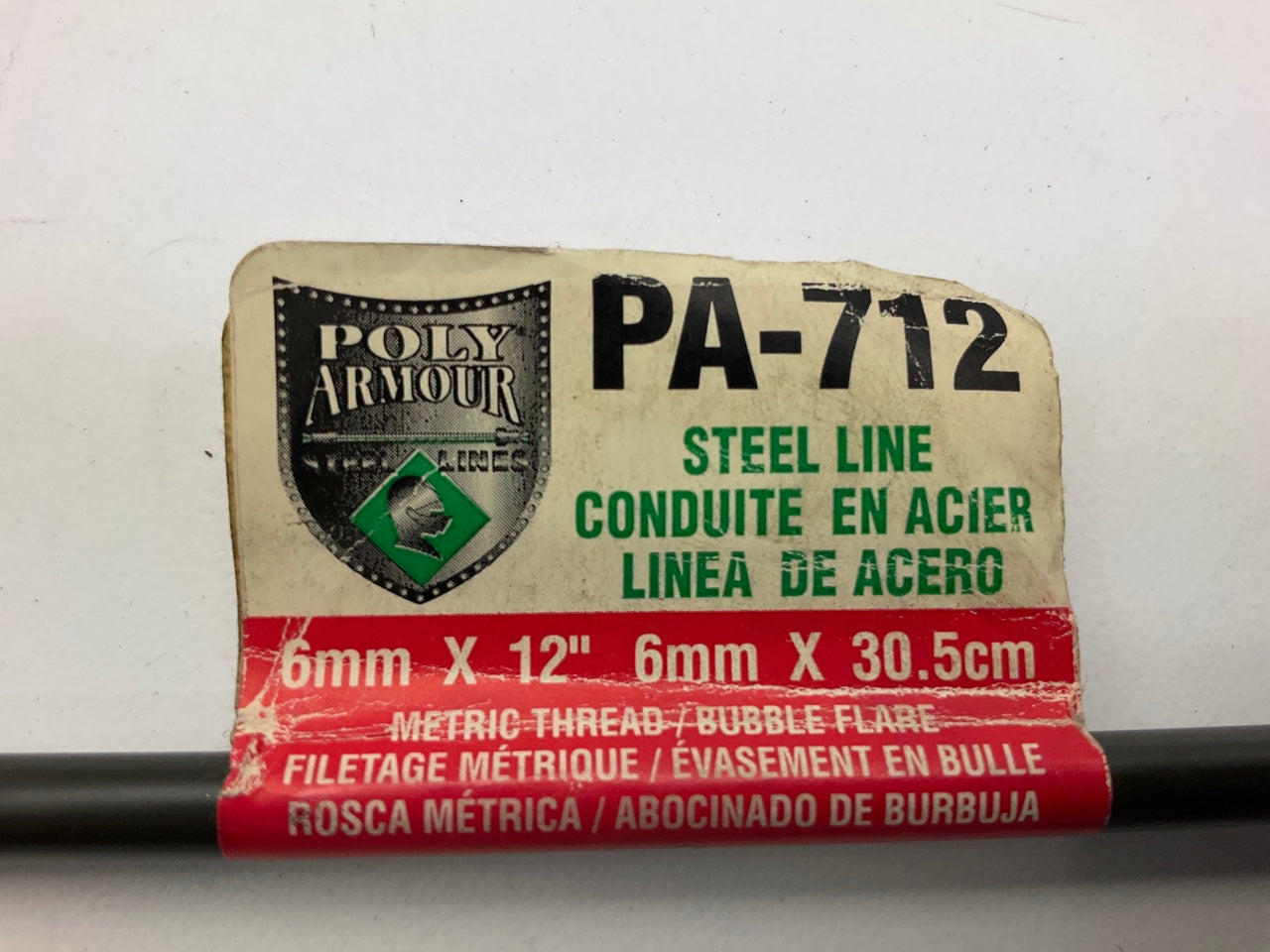 AGS PA-712 PVF Coated Steel Brake Line: 12'' Long, 6mm Diameter, Universal
