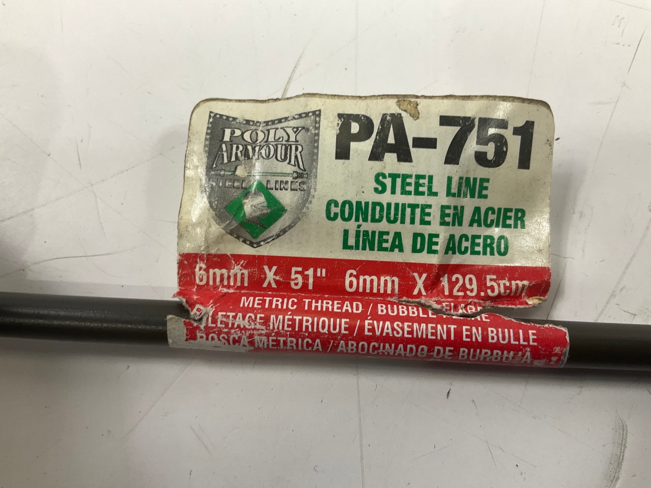 AGS PA-751 PVF Coated Steel Brake Line: 51'' Long, 6mm Diameter, Universal Fit