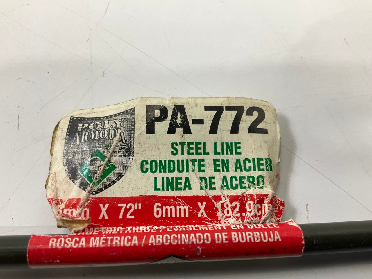 AGS PA-772 PVF Coated Steel Brake Line: 72'' Long, 6mm Dia, M12-1.0mm Thread