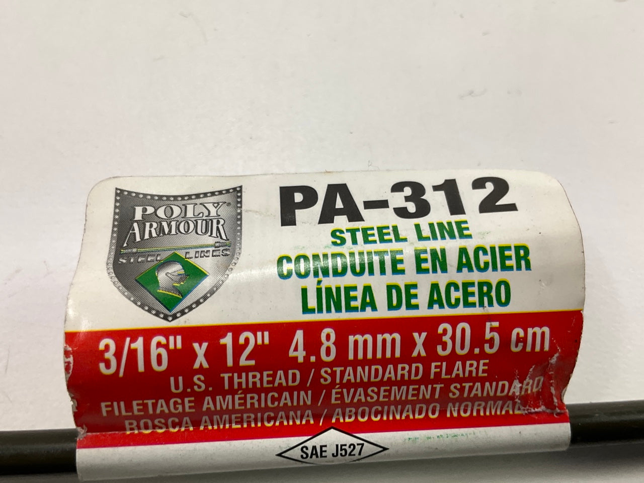 (10) AGS PA312 PVF Coated Steel Brake Line: 12'' Long, 3/16'' Diameter, Universal