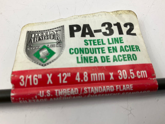 AGS PA312 PVF Coated Steel Brake Line: 12'' Long, 3/16'' Diameter, Universal