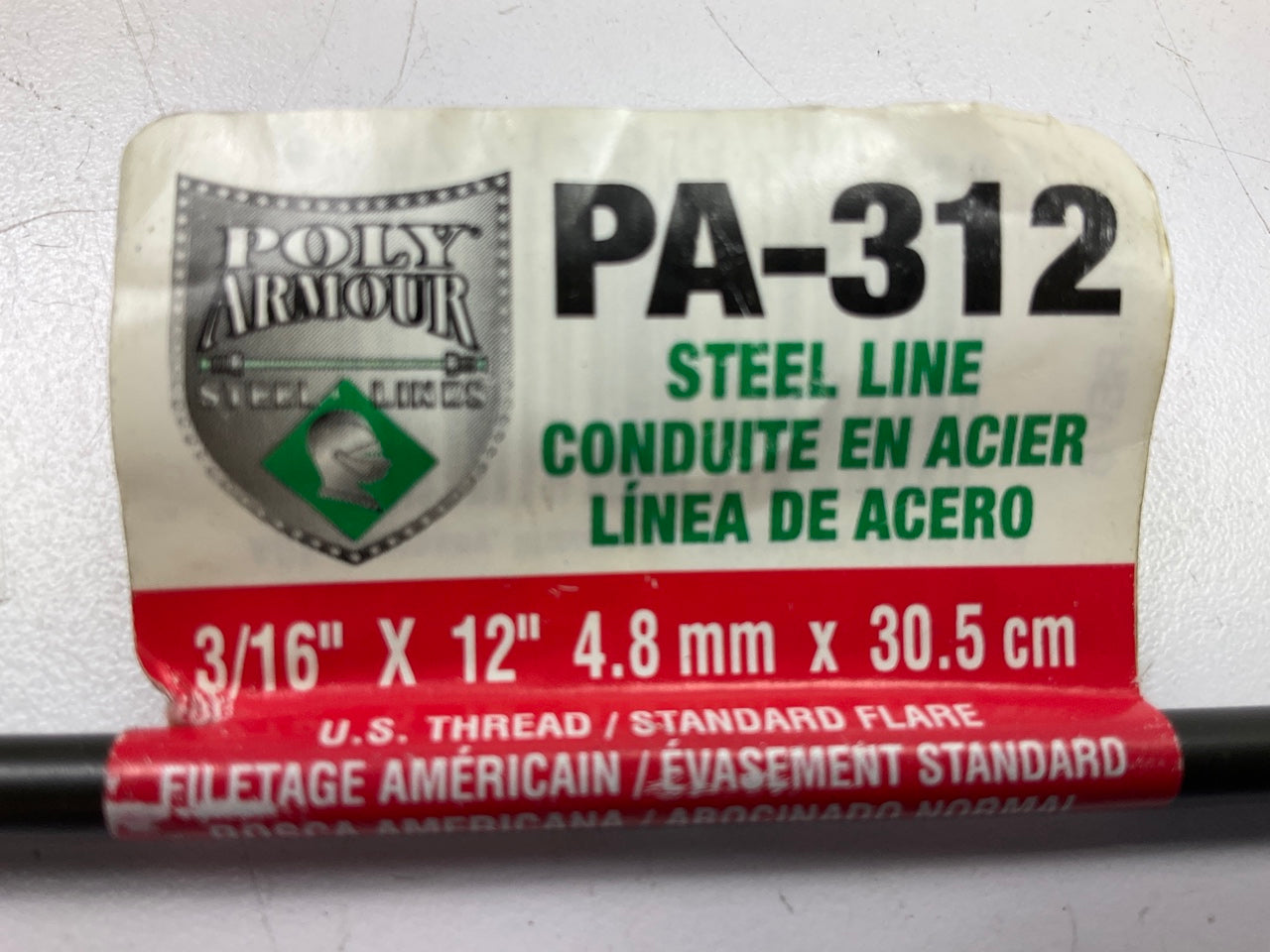 AGS PA312 - 3/8 - 24'' Thread Size Steel Brake Line: 12'' Long, 3/16'' Diameter