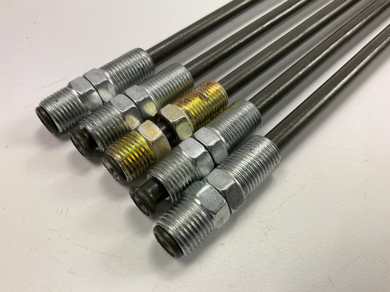 (5) AGS PA430 PVF Coated Steel Brake Lines: 30'' Long, 1/4'', 7/16'' Fittings