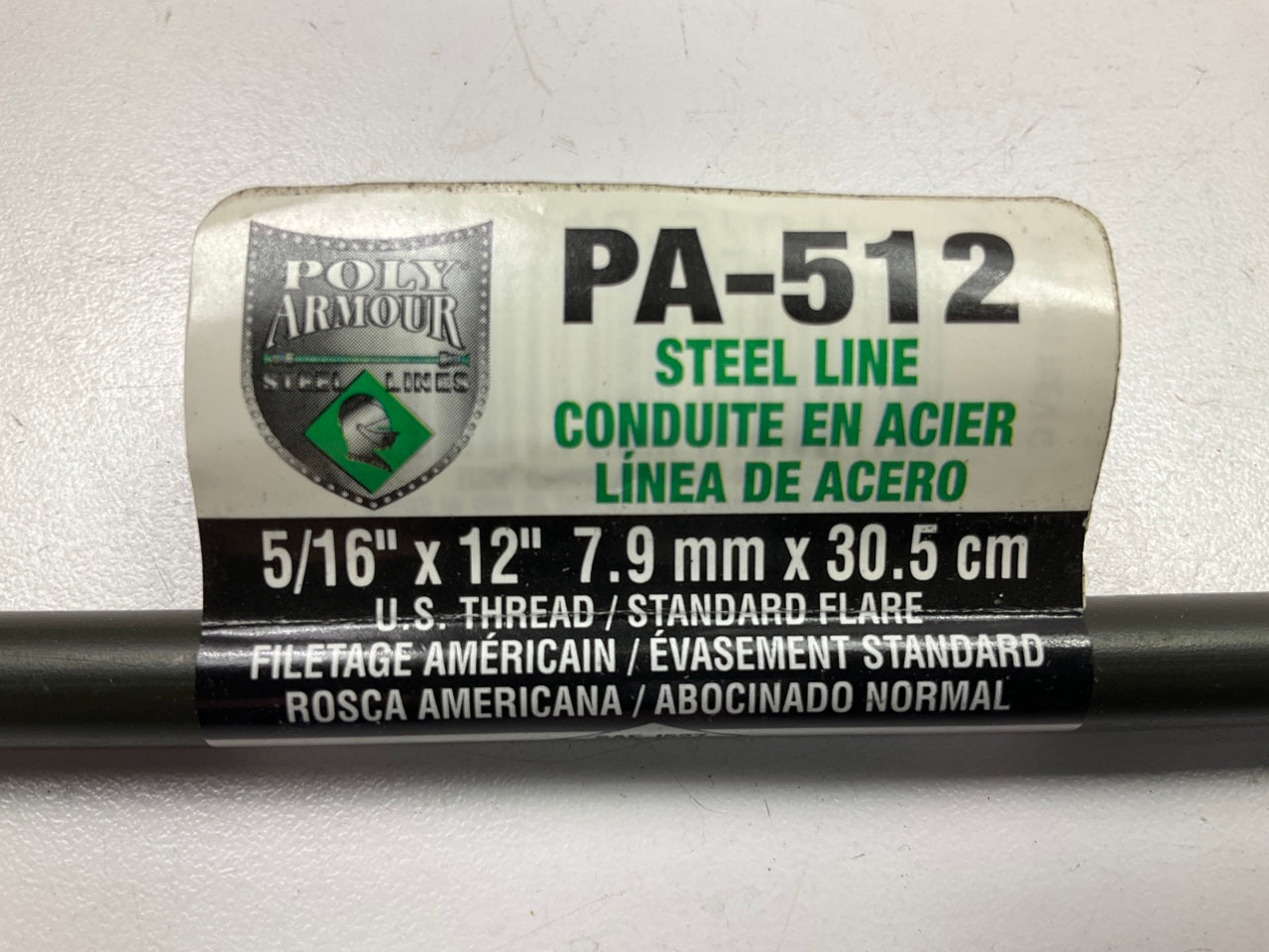 AGS PA512 PVF Coated Steel Brake Line: 12'' Long, 5/16'' Diameter, Universal
