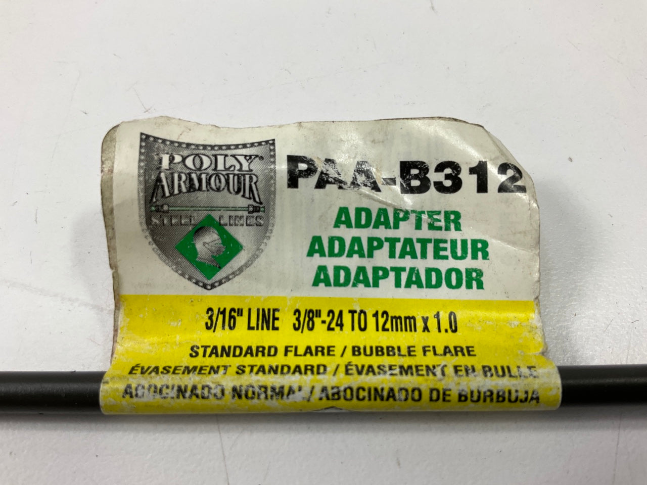(5) AGS PAA-B312 Brake Line Adapter, 3/16'' X 8'', (3/8''-24 Inv. X M12x1.0 Bubble)
