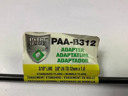 AGS PAA-B312 Brake Line Adapter, 3/16'' X 8'', (3/8''-24 Inv. X M12x1.0 Bubble)