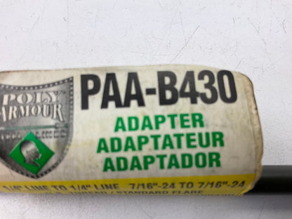 (5) AGS PAA-B430 8'' X 1/4'' PVF Coated Adapter Brake Line - 7/16-24 SAE Inverted