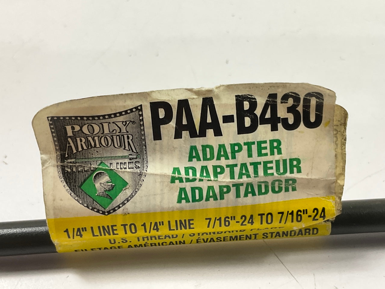 AGS PAA-B430 8'' X 1/4'' PVF Coated Adapter Brake Line - 7/16-24 SAE Inverted