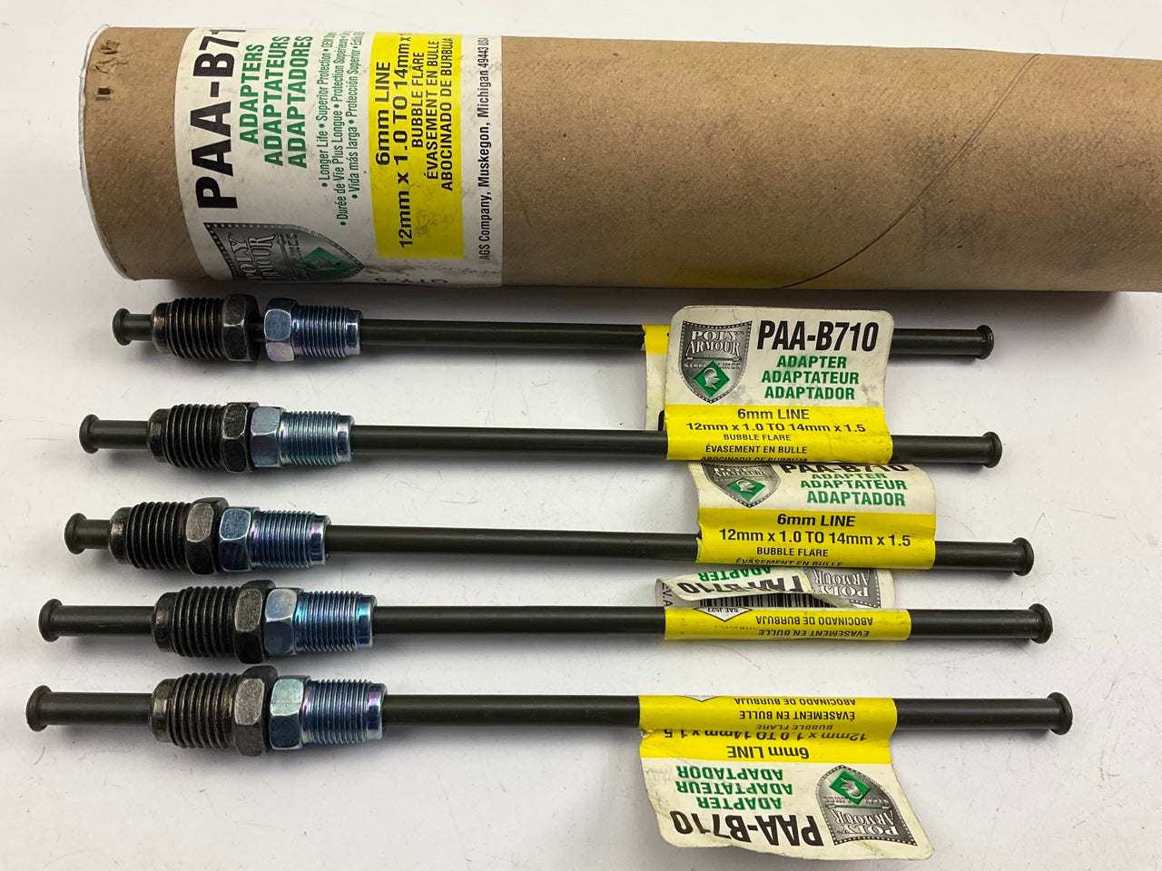 (5) AGS PAA-B710 Poly Armour Brake Line Adapter 6mm X 8(12x1.0 B)(M14x1.5 B)
