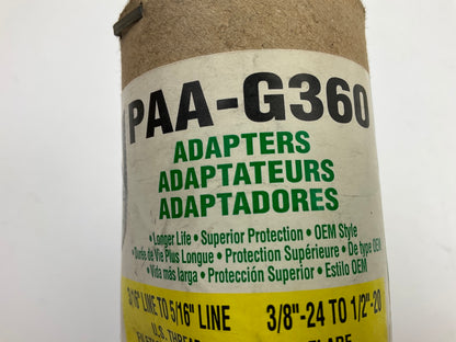(5) AGS PAA-G360 Steel Brake Line Adapter, 3/16'' X 8, ( 3/8''-24 X 1/2''-20 Inv.)