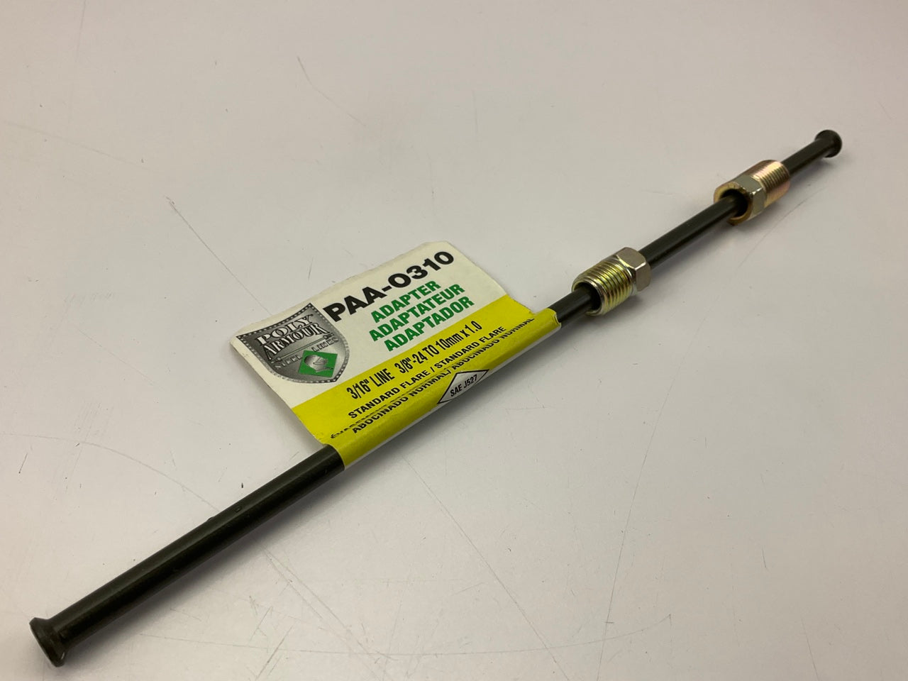 AGS PAA-O310 PVF Steel Brake Line Adapter, 3/16'' X 8, 3/8''-24 X M10x1.0 Inverted