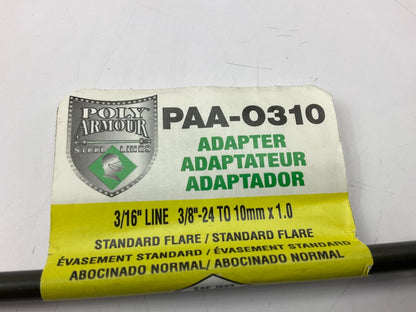 AGS PAA-O310 PVF Steel Brake Line Adapter, 3/16'' X 8, 3/8''-24 X M10x1.0 Inverted