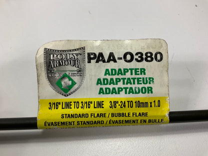 (5) AGS PAA-O380 Brake Line Adapter 3/16'' X 8 (3/8''-24 Inverted)(M10x1.0 Bubble)