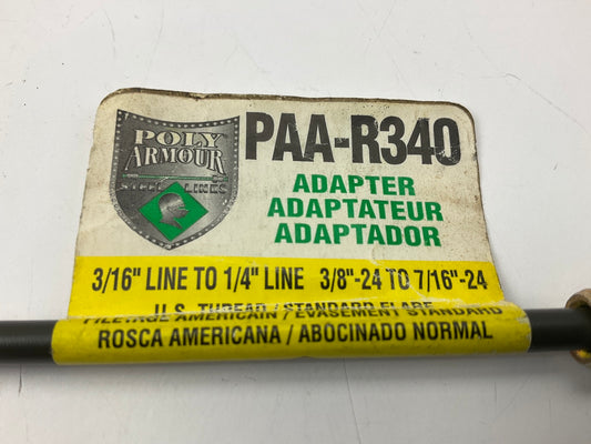 AGS PAA-R340 PVF Steel Brake Line Adapter, 3/16'' X 8, (3/8''-24 X 7/16''-24 Inv.)