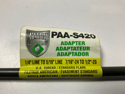 (2) AGS PAA-S420 PVF Steel Brake Line Adapter, 1/4'' X 8, 7/16''-24  X 1/2''-20 Inv