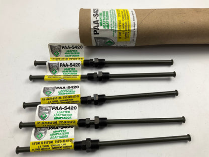 (5) AGS PAA-S420 Steel Brake Line Adapter, 1/4'' X 8, (7/16''-24  X 1/2''-20 Inv.)