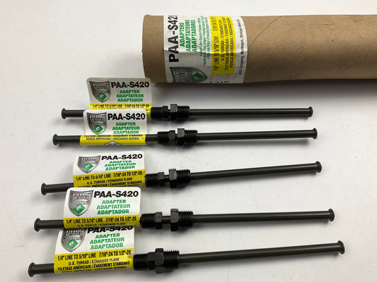 (5) AGS PAA-S420 Steel Brake Line Adapter, 1/4'' X 8, (7/16''-24  X 1/2''-20 Inv.)