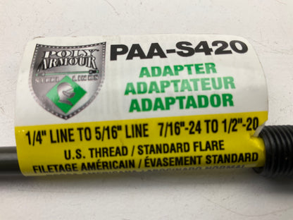 (5) AGS PAA-S420 Steel Brake Line Adapter, 1/4'' X 8, (7/16''-24  X 1/2''-20 Inv.)