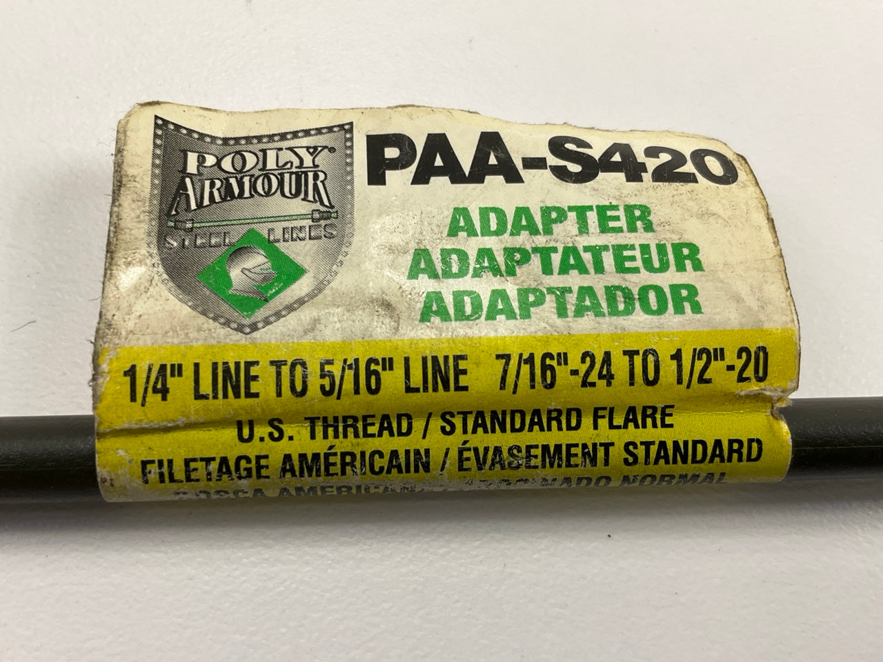 AGS PAA-S420 PVF Steel Brake Line Adapter, 1/4'' X 8, (7/16''-24  X 1/2''-20 Inv.)