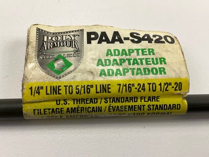 AGS PAA-S420 PVF Steel Brake Line Adapter, 1/4'' X 8, (7/16''-24  X 1/2''-20 Inv.)