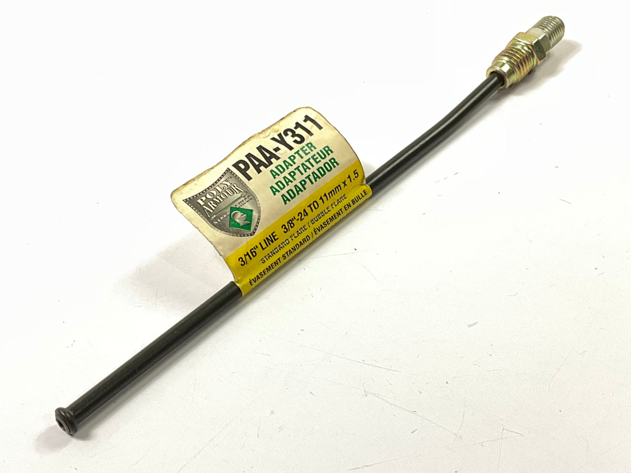 AGS PAA-Y311 PVF Brake Line Adapter, 3/16'' X 8 (3/8''-24 Inverted) M11x1.5 Bubble