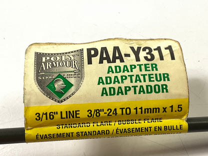 AGS PAA-Y311 PVF Brake Line Adapter, 3/16'' X 8 (3/8''-24 Inverted) M11x1.5 Bubble
