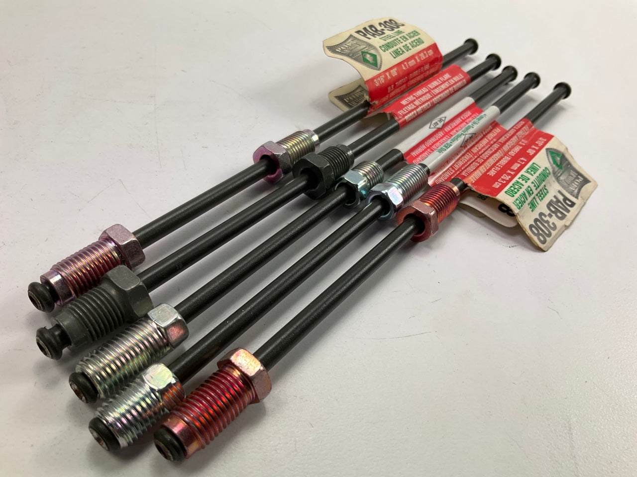(5) AGS PAB-308 PVF Coated Steel Brake Line: 8'' Long, 3/16'' Diameter, Universal