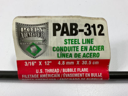 (5) AGS PAB-312 Poly Armour PVF Steel Brake Line 3/16'' X 12''