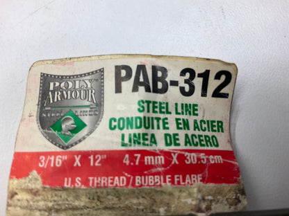 AGS PAB-312 Poly Armour PVF Steel Brake Line 3/16'' X 12''