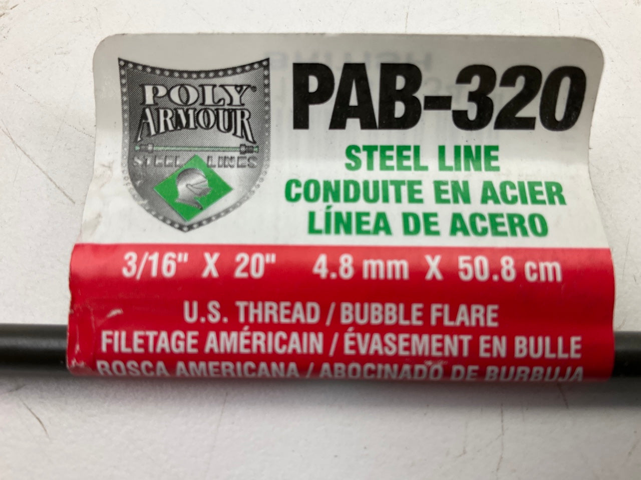 (5) AGS PAB-320 PVF Coated Steel Brake Line, 20'' Long, 3/16'' Diameter, Universal