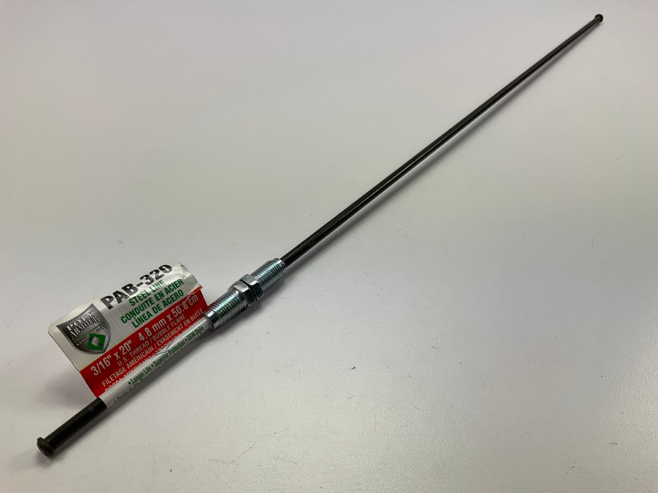 AGS PAB-320 PVF Coated Steel Brake Line, 20'' Long, 3/16'' Diameter, Universal Fit
