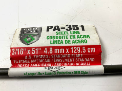 AGS PAB-351 PVF Coated Steel Brake Line: 51'' Long, 3/16'' Dia, 3/8''-24 Thread